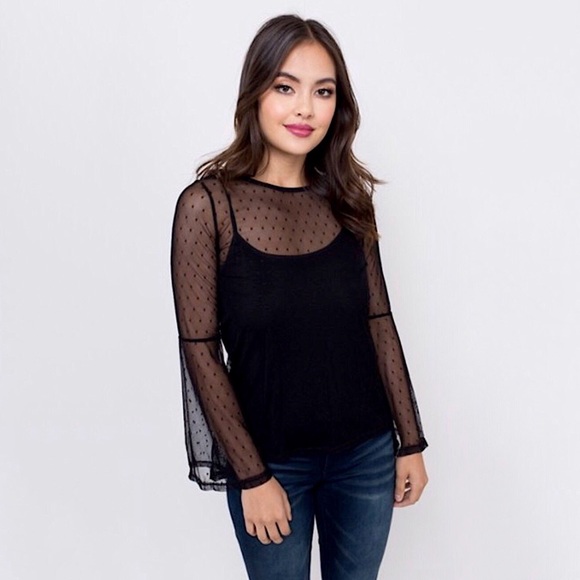 (LAST M) Holly Sheer Polka Dot Top - Picture 2 of 6